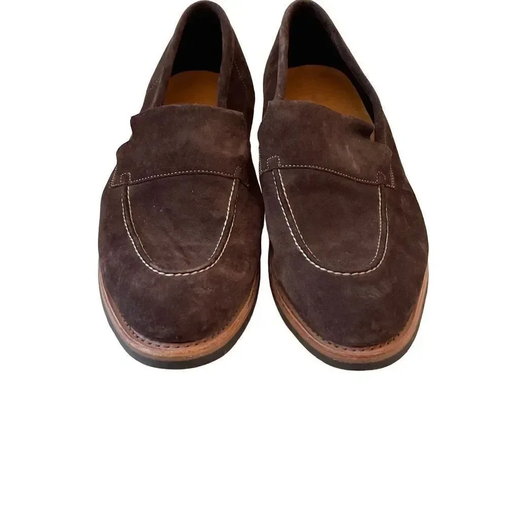 John Lobb Mens Brown Leather Slip On Loafer Casual Shoes Size 10.5